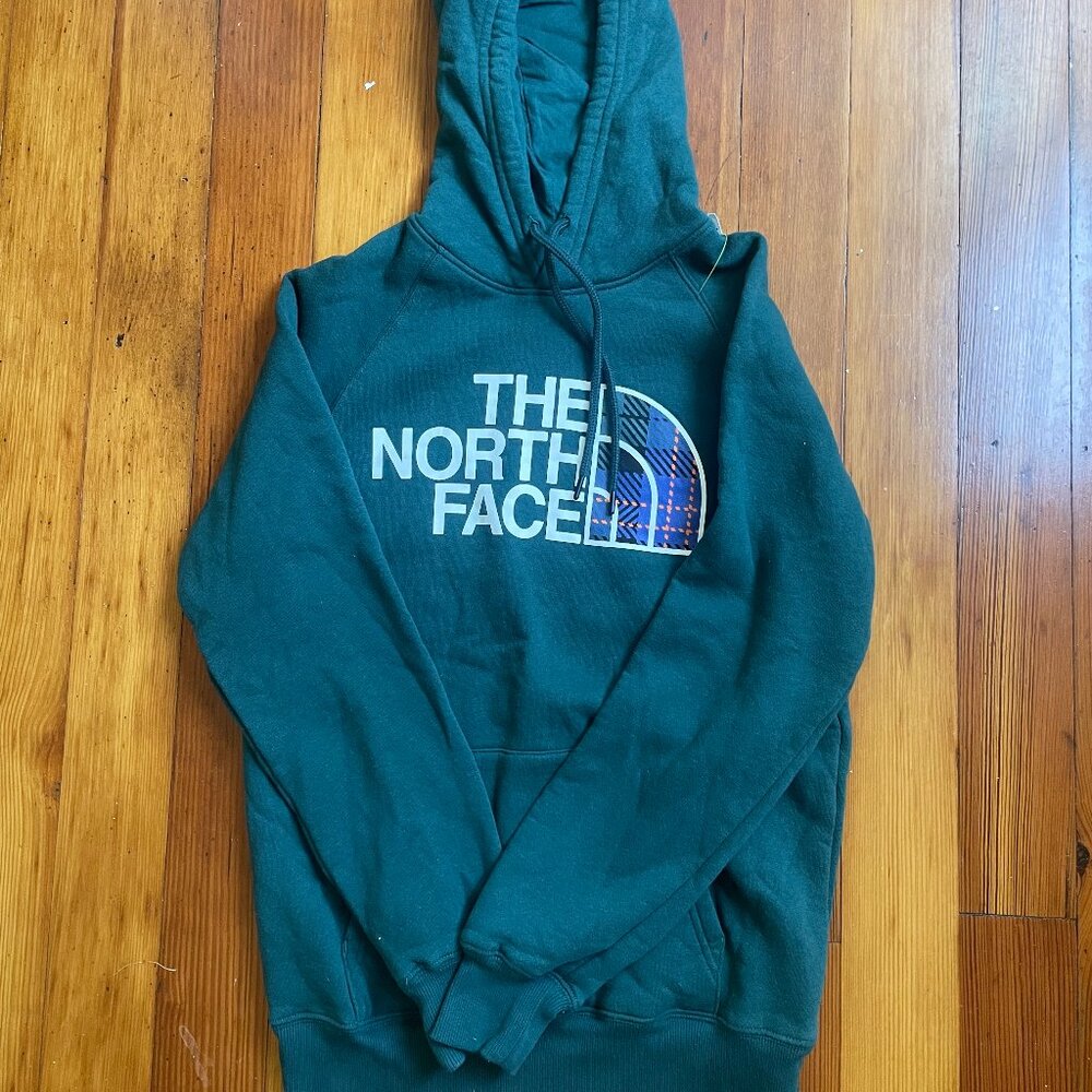 The North Face Women’s emerald green plaid hoodie sweatshirt